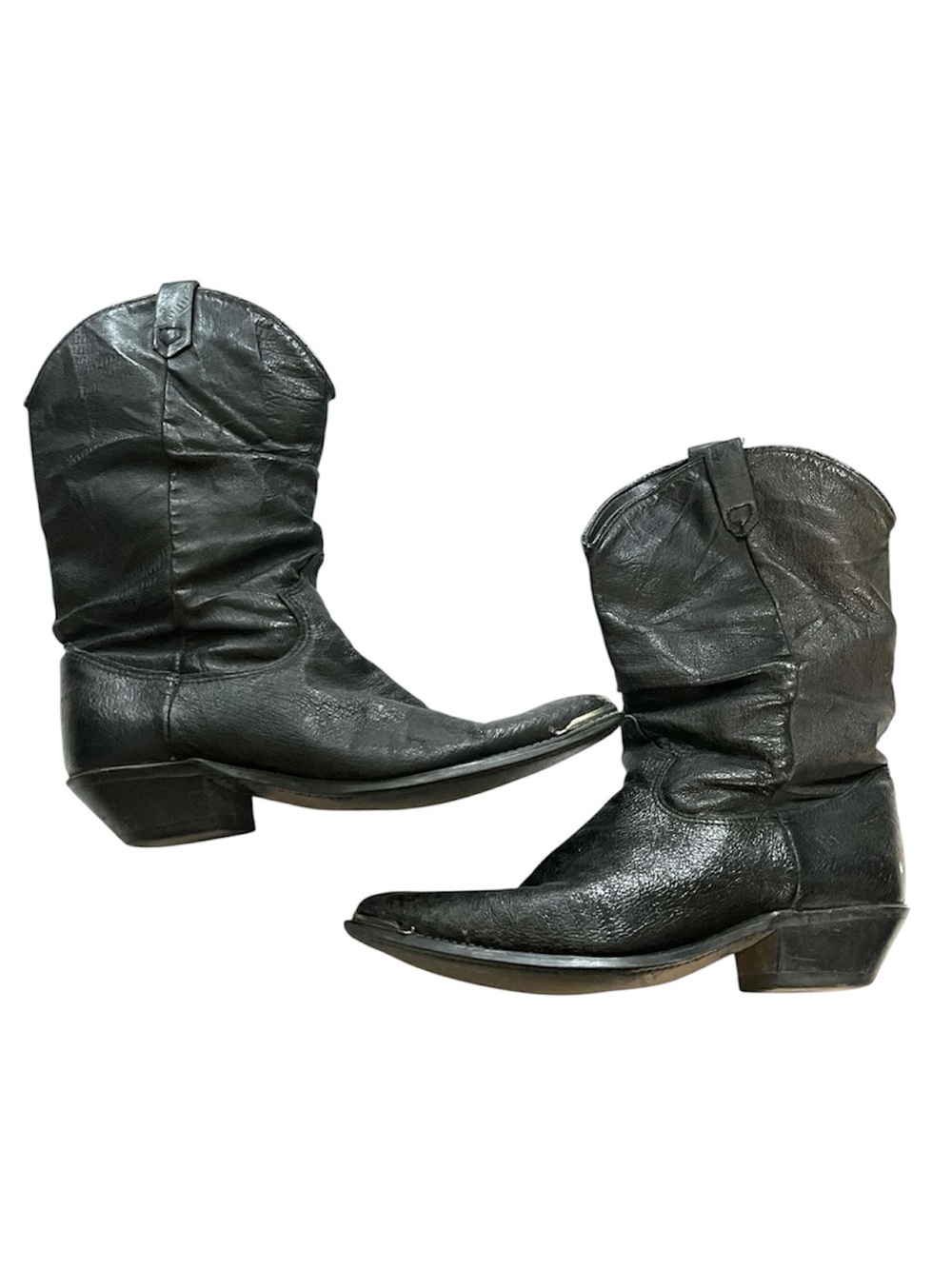Vintage Dingo Leather Cowboy Boots Heels Western Black Size 7 1/2